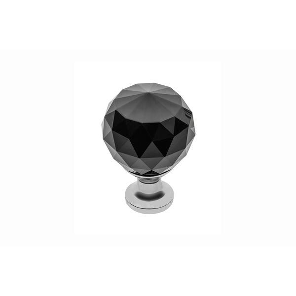 Buton modern pentru mobilier crpa, crom lucios + cristal negru d: 20 mm - maxdeco
