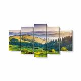 Tablou MultiCanvas 5 piese, Tree Mountain, 200 x 100 cm, 100% Bumbac