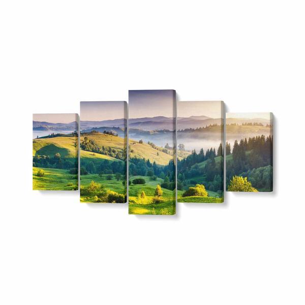 Tablou multicanvas 5 piese, tree mountain, 200 x 100 cm, 100% poliester