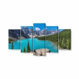 Tablou MultiCanvas 5 piese, Moraine Lake, 200 x 100 cm, 100% Bumbac