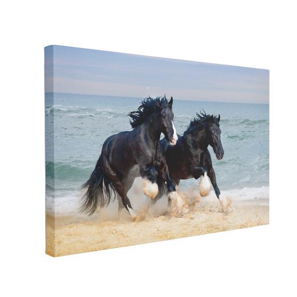 Tablou canvas cai ã®n galop, 40 x 60 cm, 100% poliester