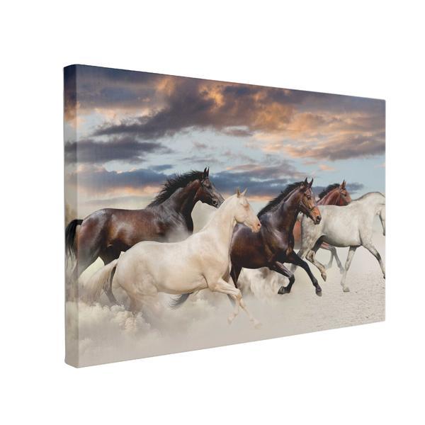 Tablou canvas five horse run, 70 x 100 cm, 100% bumbac