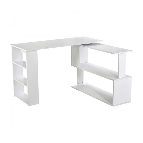 Birou pe colt cu rafturi mdf alb - caerus capital