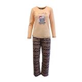 Pijama dama, Univers Fashion, bluza roz somon cu imprimeu 'Perfect Couple', pantaloni albastru cu imprimeu etnic, XL