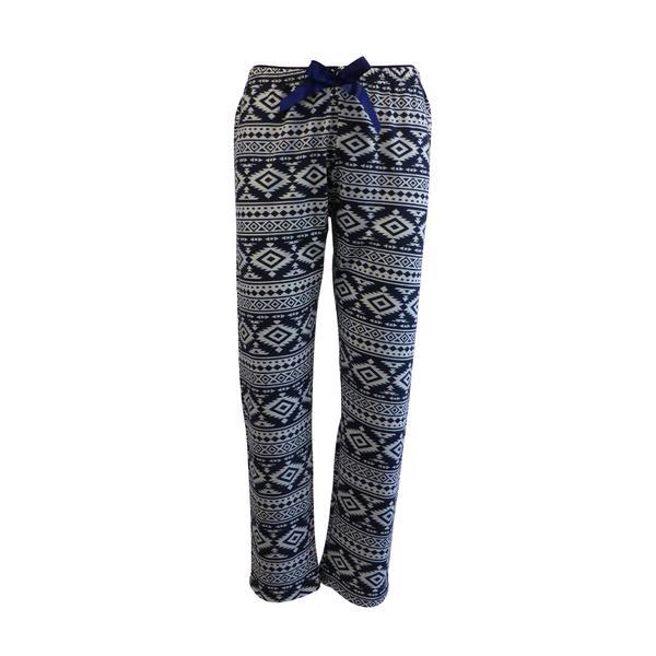 Pantaloni pijama dama, univers fashion, albastru cu imprimeu etnic gri deschis, xl