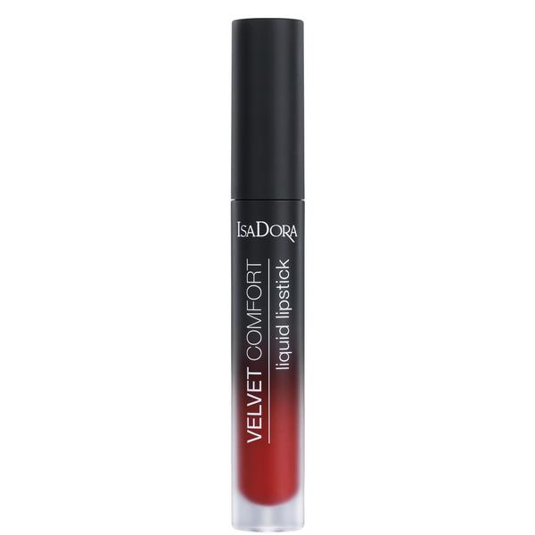 Ruj de Buze Lichid - Velvet Comfort Liquid Lipstick Isadora 4 ml, nuanta 66 Ravish Red