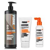 Pachet Reparator pentru Par Fudge - Sampon Reparator, 1000 ml; Tratament pentru Par Degradat, 150 ml; Spray de Par, 150 ml