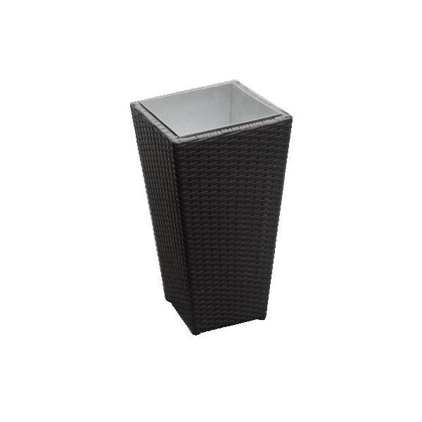 Ghiveci pentru flori tip ratan, mijlocie, 34x34x62cm, negru - ratolia