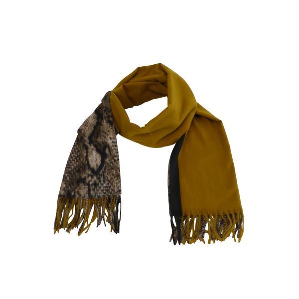 Fular  170 cm x 68 cm, cu imprimeu, galben mustar - Univers Fashion