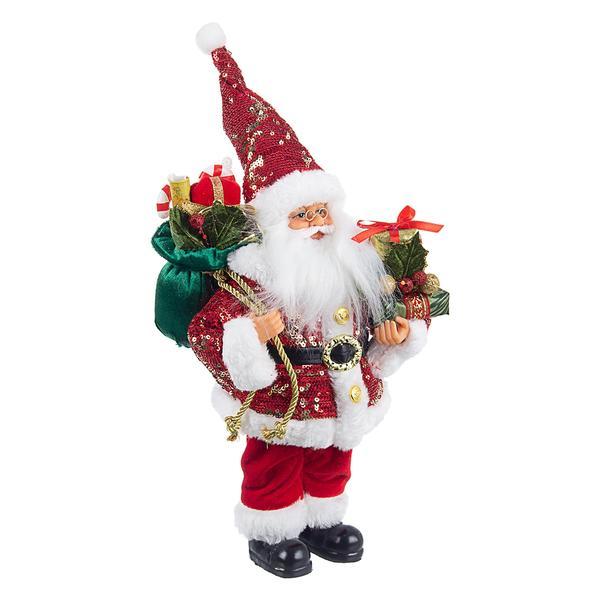 Figurina mos craciun alb rosu cu paiete 20 cm x 31 h - decorer