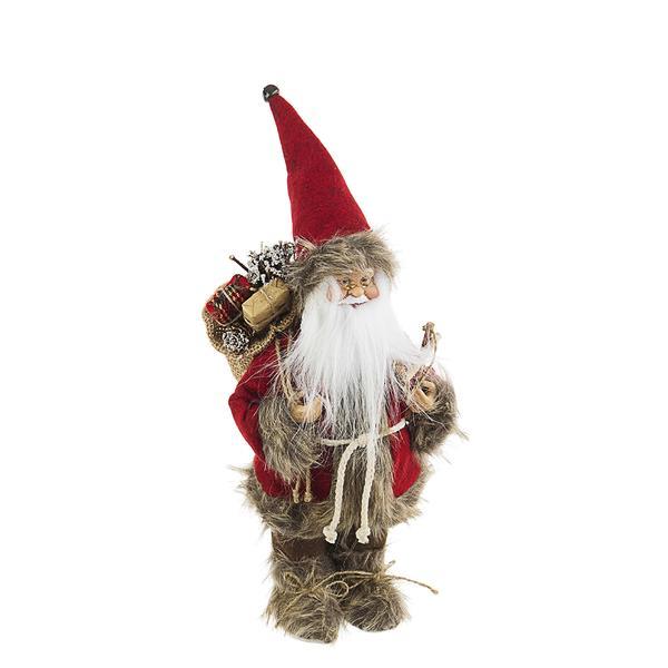 Figurina mos craciun alb rosu maro 16 cm x 30h - decorer