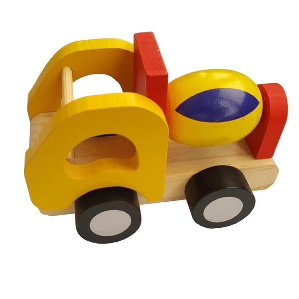 Suport pentru accesorii de birou masinuta din lemn suport pentru creioane, pixuri, pensule pentru colorat galben - bebeu