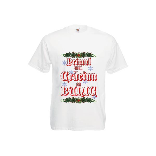 Tricou personalizat mesaj Primul Craciun ca bunic M