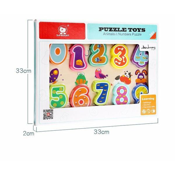 Puzzle din lemn - numere si animalute