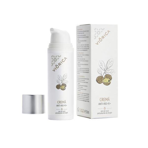 Crema de fata anti-rid 45+ , cu ulei de nuca, Viorica, 50 ml