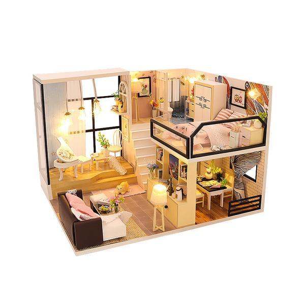 Joc interactiv, educational, macheta casuta de asamblat, miniatura, piano house, diy