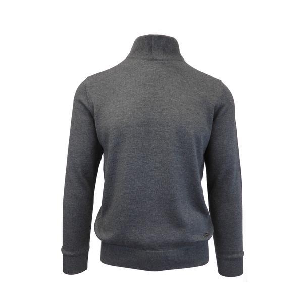 Pulover, tony montana, tricotat fin cu terminatii striate, guler inalt, antracit, m