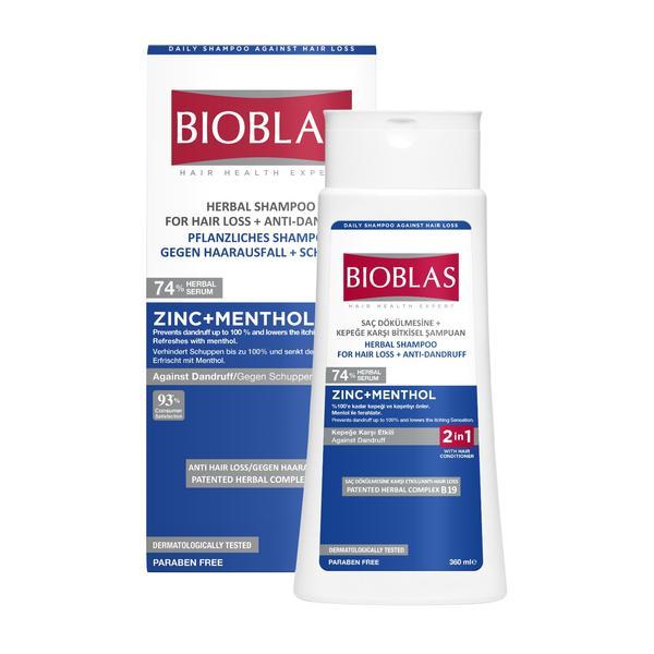 Șampon anticădere Bioblas zinc și menthol antimătreață, 360 ml 360 poza noua reduceri 2022
