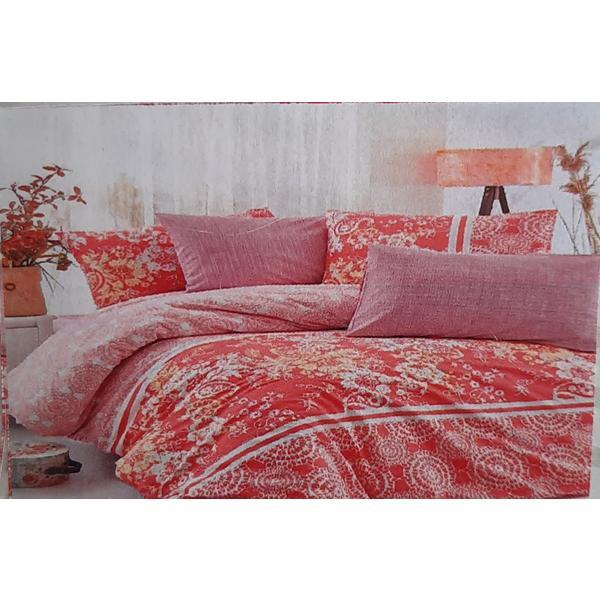 Set cearceaf de pat cu elastic 160 x 200 x 25 cm si 2 fete de perna 50 x 70 cm, bumbac 100% model 4 - patru anotimpuri