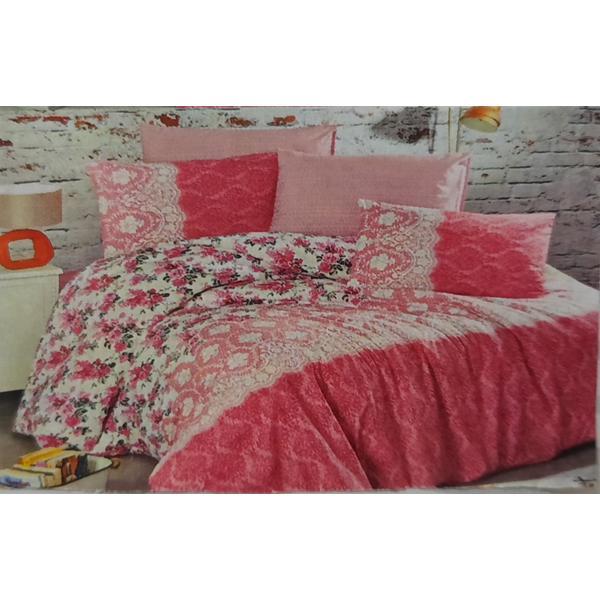 Set cearceaf de pat cu elastic 160 x 200 x 25 cm, si 2 fete de perna 50 x 70 cm, bumbac 100% model 5 - patru anotimpuri