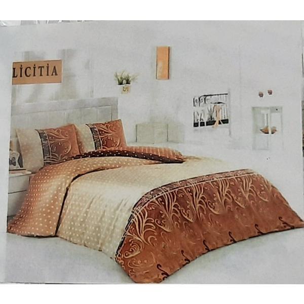 Set cearceaf de pat cu elastic 160 x 200 x 25 cm, si 2 fete de perna 50 x 70 cm ,bumbac 100% model 7 - patru anotimpuri
