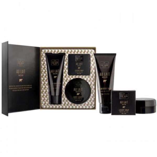 Set cadou Au Lait Noir Body Care Gift Set – crema corporala 75ml + sapun 40g + luciu corp 50ml 40g