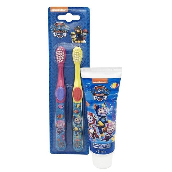 Set pasta de dinti 75ml + 2 periute paw patrol, pentru copii
