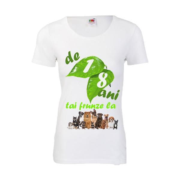 Tricou dama mesaj haios majorat de 18 ani tai frunza la caini, 2xl