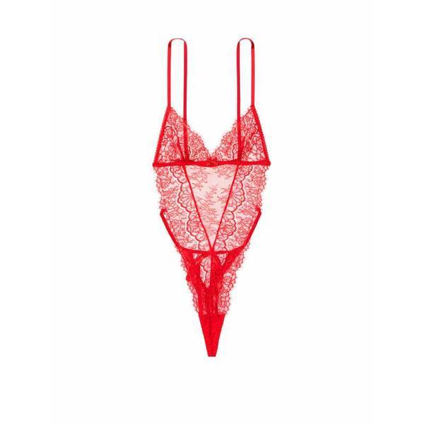 Costum Sexy, Victoria's Secret, Unlined Corded Lace Teddy, Red, Marime M