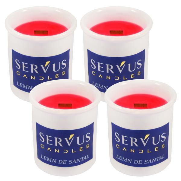 Set 4 lumanari parfumate lemn de santal , cu fitil din lemn