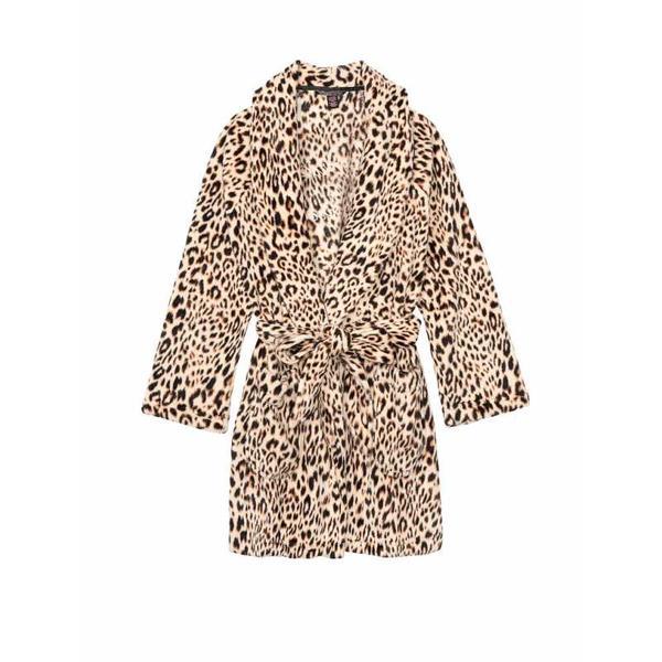 Halat, victoria's secret, logo short cozy, champagne leopard, marime s