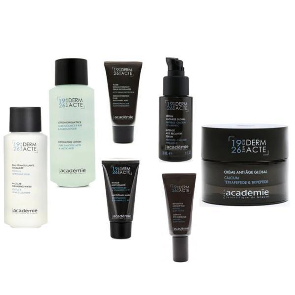 Set reparator anti-age Academie Derm Acte, Apa demachianta 250 ml, Lotiune exfolianta 250 ml, Masca multivitamine 50ml, Ser Anti Age 30ml, Fluid Derohydratant 50ml, reparaor intensiv de ochi 15 ml, Crema Antiage 50ml 250