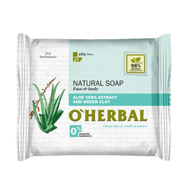 Sapun natural cu extract de aloe vera si argila verde o'herbal, 100 g