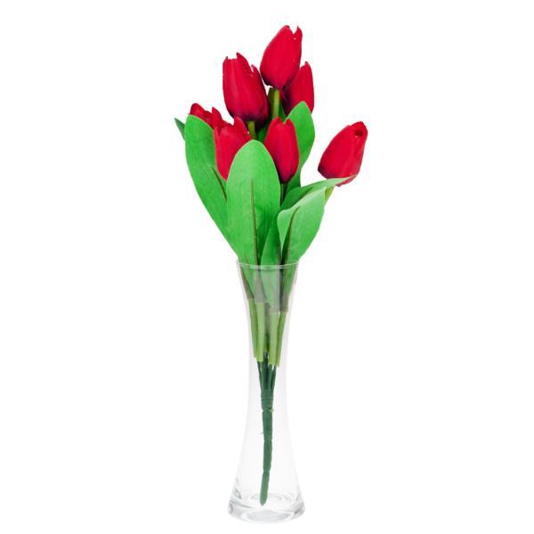 Buchet de lalele artificiale pentru decor, 37 cm, rosu