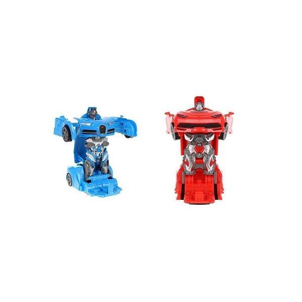 Set 2 masinute transformers, masina si robot, 19 cm, rosu/albastru - gonga