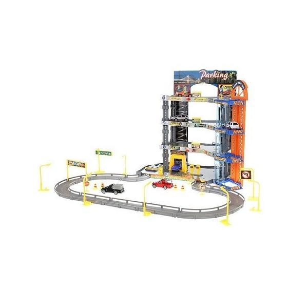 Set parcare pentru masinute pe 4 nivele cu lift, multicolor - gonga