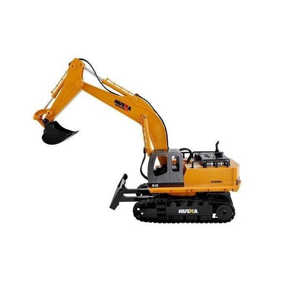 Jucarie excavator cu buldozer si telecomanda, galben - gonga