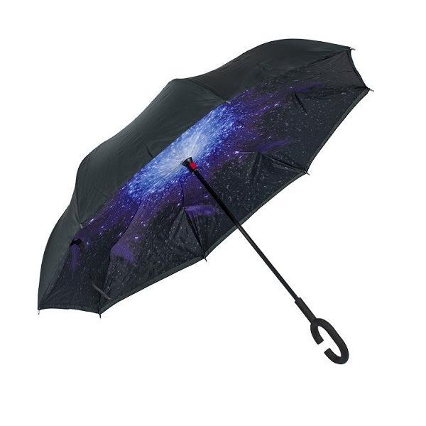 Umbrela reversibila cu model galactic, negru - gonga