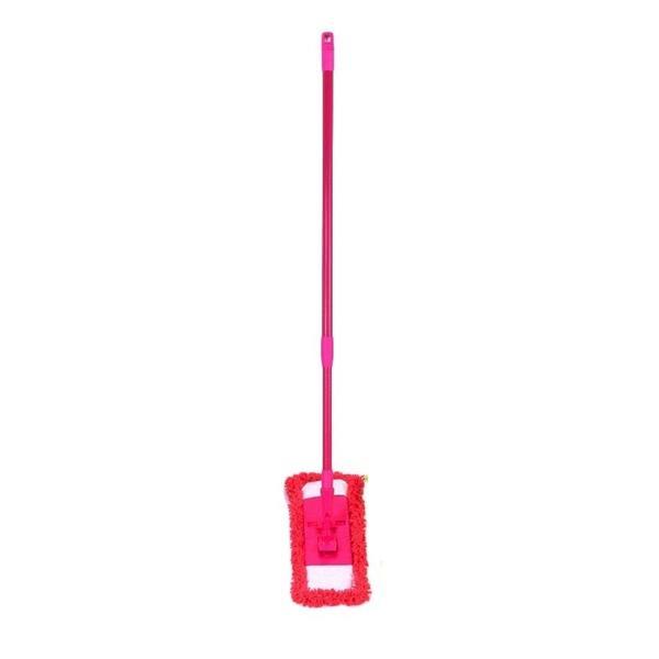 Mop plat cu laveta din microfibra, 69x120 cm, roz - gonga