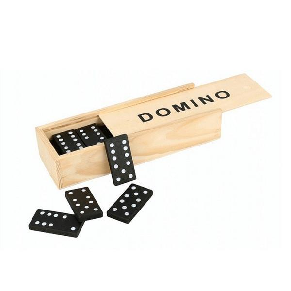 Joc de societate Domino in cutie de lemn, bej - Gonga