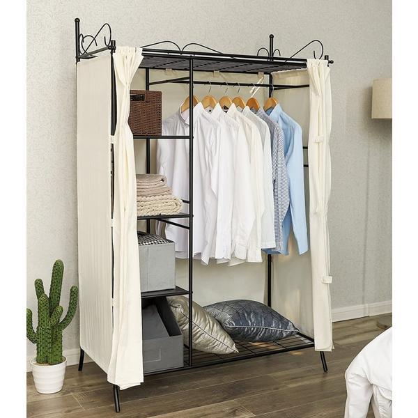 Dulap haine cu cadru metalic, bej, 108 x 58 x 170 cm - songmics