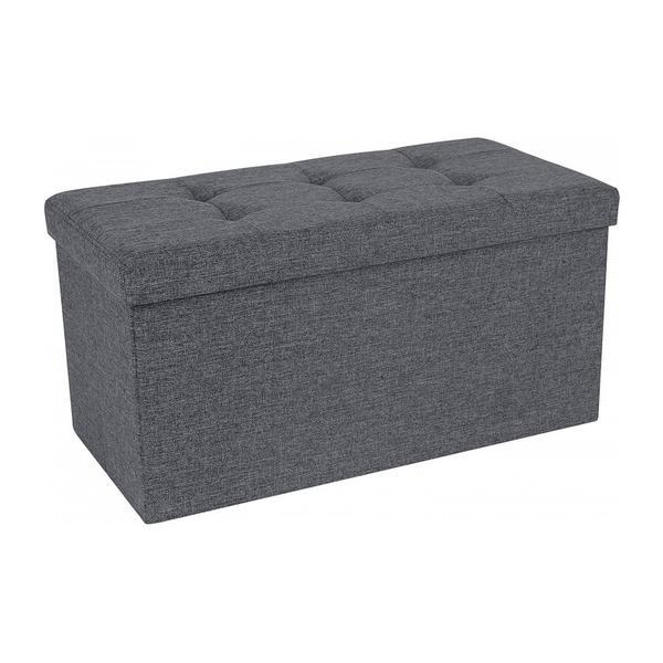 Banca 2 locuri cu spatiu depozitare, stofa, gri, 76 x 38 x 38 cm - songmics