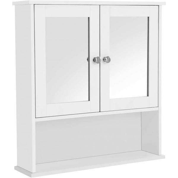 Dulap baie cu oglinda si raft, alb, 56 x 13 x 58 cm - songmics