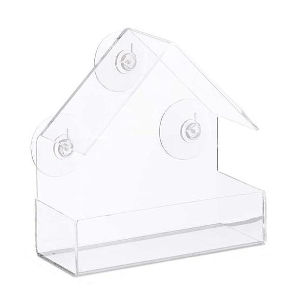 Hranitor pasari pentru geamuri, acril, 15 x 15 x 7 cm - relaxdays