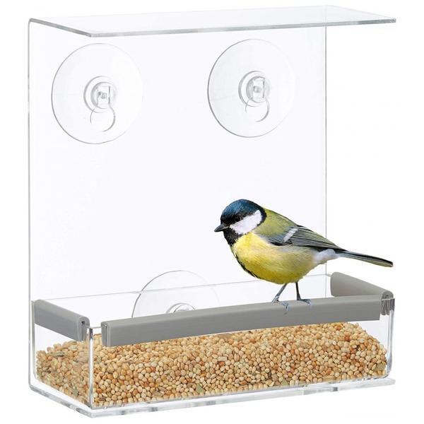 Hranitor pasari pentru geamuri, acril, 16.5 x 15 x 7.5 cm - relaxdays