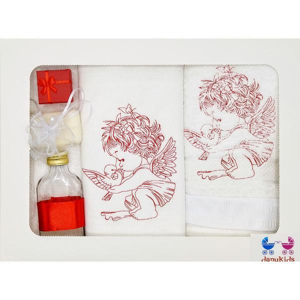 Trusou botez, inger brodat, rosu - dany kids