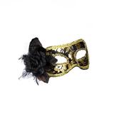 Masca carnaval venetian pentru ochi cu trandafir, negru/auriu - Gonga