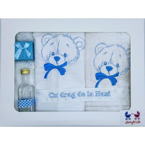 Trusou botez urs brodat, bleu - dany kids fashion