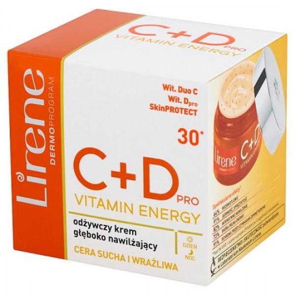 Crema intens hidratanta pentru fata, lirene c+d pro vitamin energy 30+, 50ml