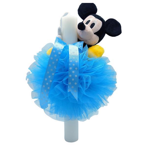 Lumanare botez cu dantela bleu si mickey - dany kids